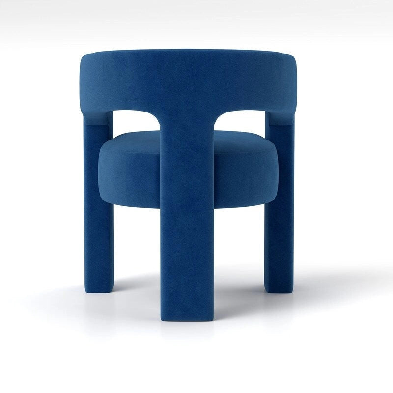 Chaise de salle à manger d'appoint en velours capitonnée, dossier ajouré, avec accoudoirs