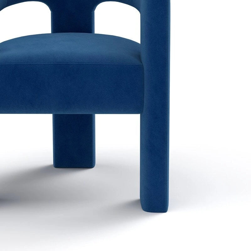 Chaise de salle à manger d'appoint en velours capitonnée, dossier ajouré, avec accoudoirs