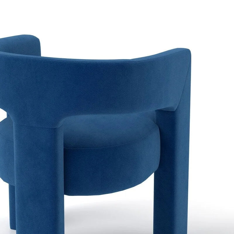 Chaise de salle à manger d'appoint en velours capitonnée, dossier ajouré, avec accoudoirs