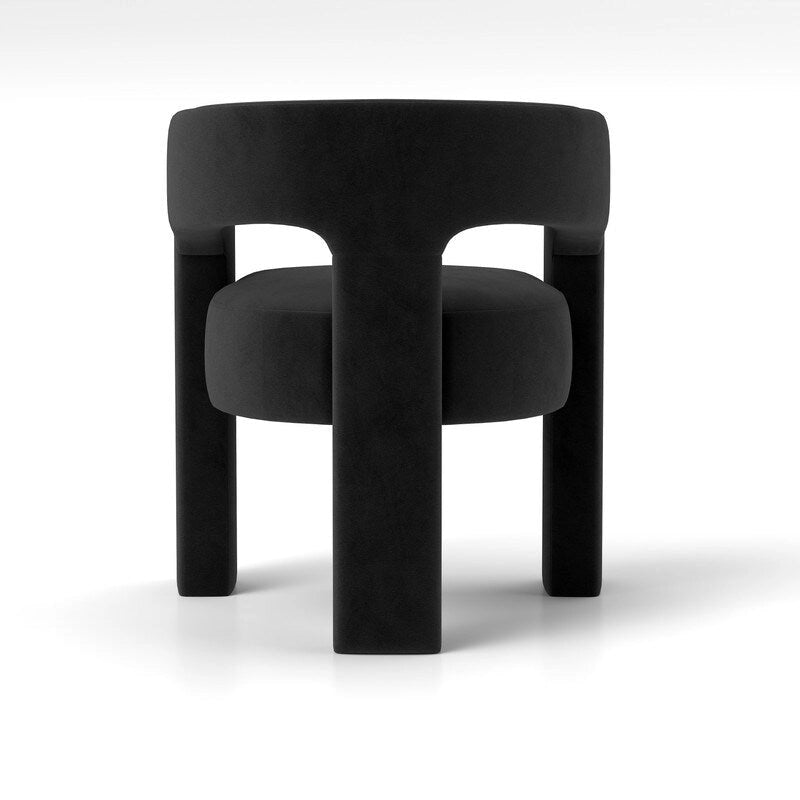 Chaise de salle à manger d'appoint en velours capitonnée, dossier ajouré, avec accoudoirs