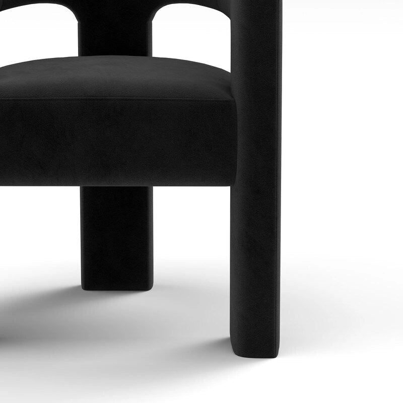 Chaise de salle à manger d'appoint en velours capitonnée, dossier ajouré, avec accoudoirs