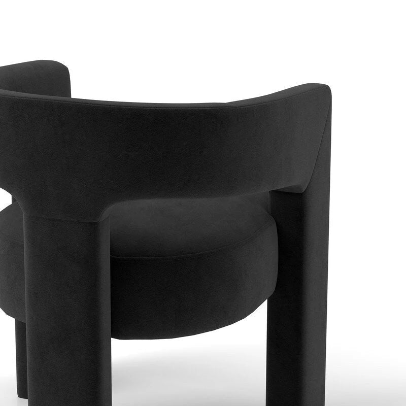 Chaise de salle à manger d'appoint en velours capitonnée, dossier ajouré, avec accoudoirs
