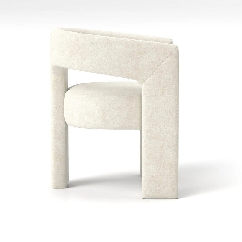 Chaise de salle à manger d'appoint en velours capitonnée, dossier ajouré, avec accoudoirs