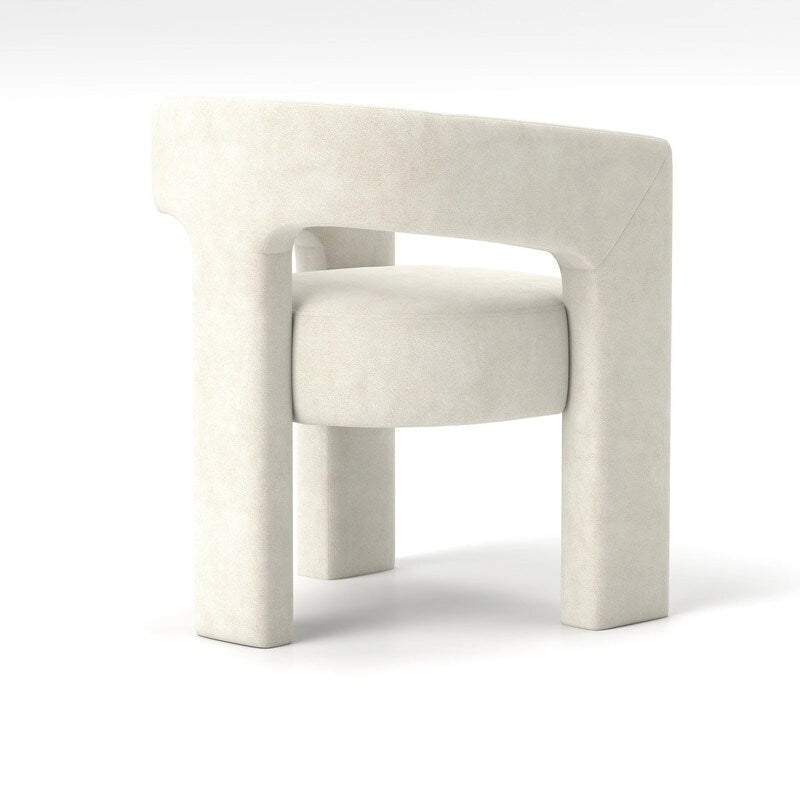 Chaise de salle à manger d'appoint en velours capitonnée, dossier ajouré, avec accoudoirs