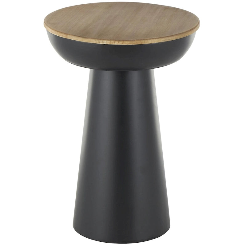 Table d'appoint ou bout de canapé faite main en métal avec plateau en bois brun