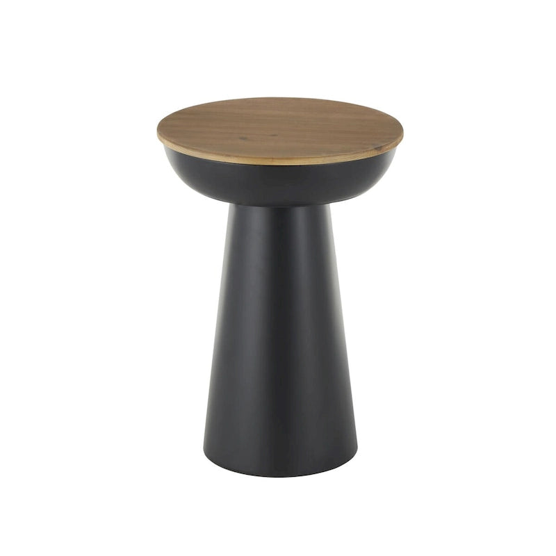 Table d'appoint ou bout de canapé faite main en métal avec plateau en bois brun