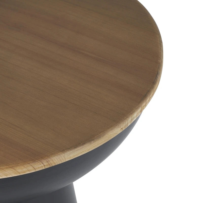 Table d'appoint ou bout de canapé faite main en métal avec plateau en bois brun
