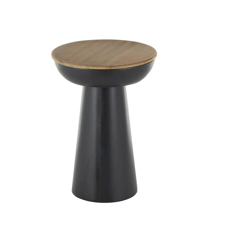 Table d'appoint ou bout de canapé faite main en métal avec plateau en bois brun