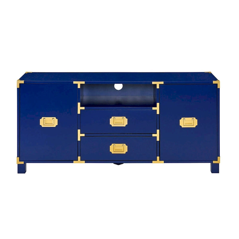 Meuble TV/console média bleu marine Mid-Century Modern avec rangements