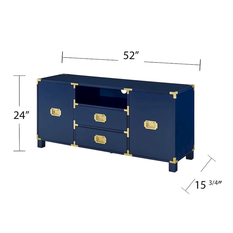 Meuble TV/console média bleu marine Mid-Century Modern avec rangements